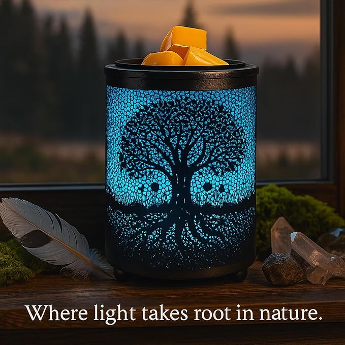 Leyoue Electric Wax Melt Warmer PTC Heating Plate with 7 Colors LED Changing Light Wax Warmer Fragrance Warmer for Home Office Gifts & Decor(Life Tree)