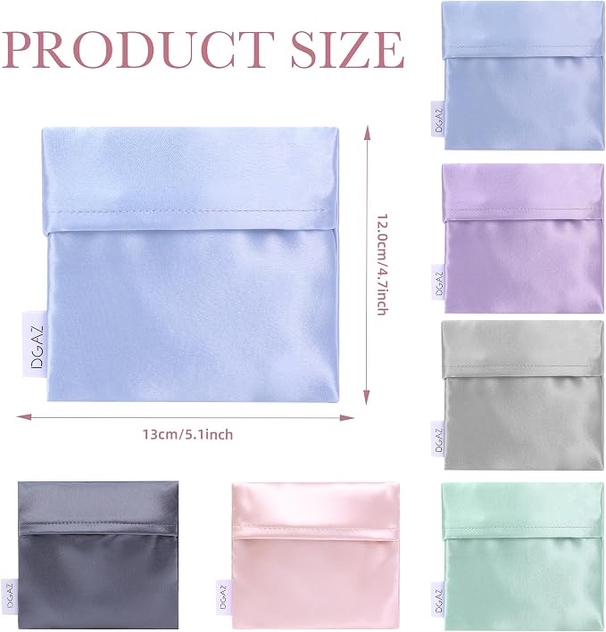 DGAZ silk Sanitary Napkin Storage Bag, Period Bag for Teen Aged Girls, Portable Period Bag for Panty Liners/Menstrual Cup/Small Tampons，Mini Makeup Bag for Purse(Celeste)