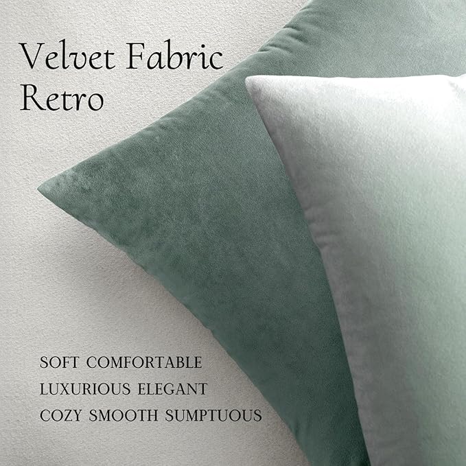 MIULEE Velvet Throw Pillow Covers 18x18 Inch Pack of 2 Aqua Haze | Soft Solid Decorative Pillow Covers, Modern Luxury Home Decor, for Couch Chair Sofa Bedroom Livingroom
