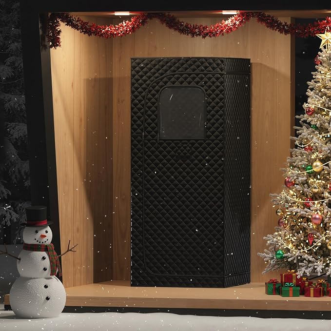 ENSTVER Home Sauna 6FT Compact 1 Person，1200W Steam Fast Heating Sauna，Indoor Saunas Room with Foldable Chair