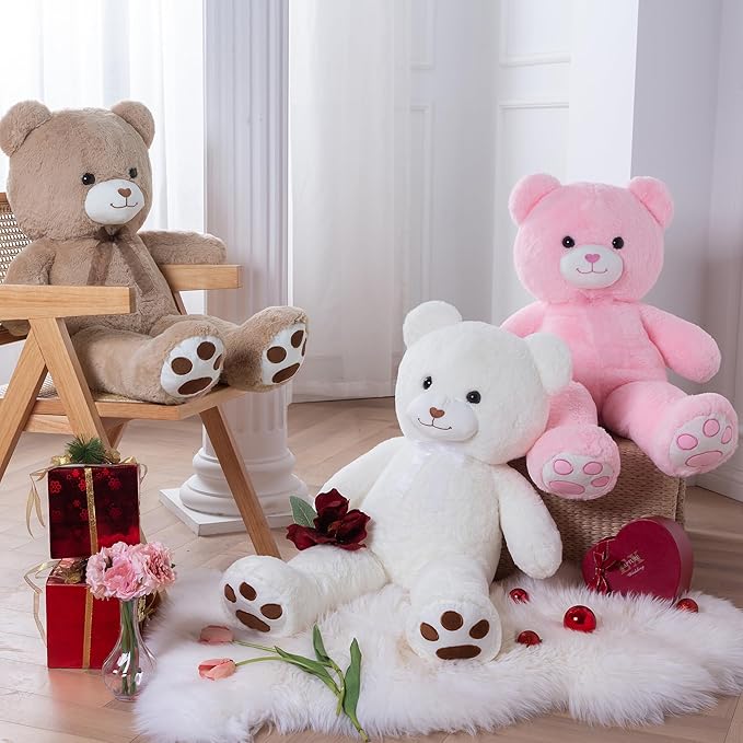 Big Teddy Bear 3 Feet Giant Stuffed Animal Brown Large Teddy Bear Stuffed Animals Huge Stuffed Bear Plush Toy for Girlfriend Women Kids for Halloween Christmas