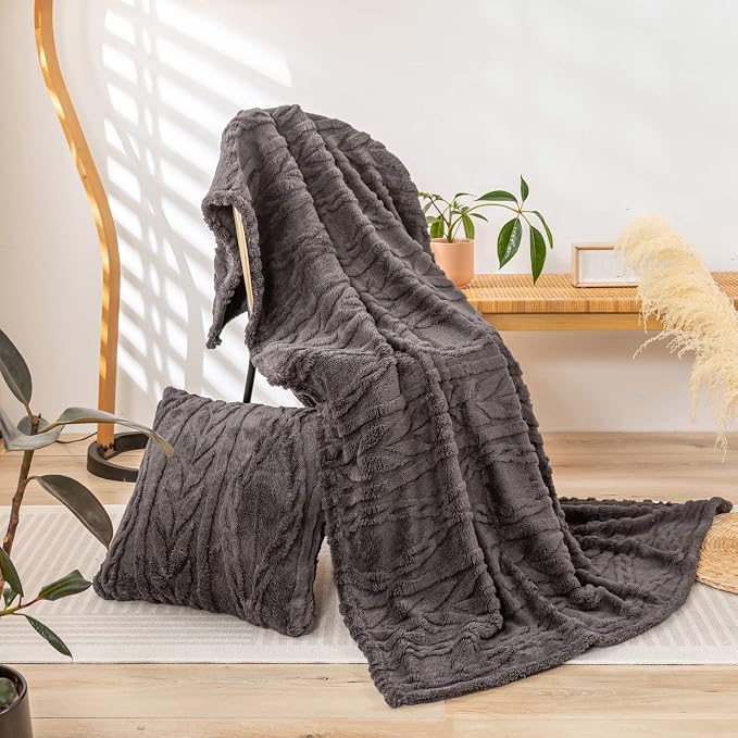 YUSOKI Sherpa Fleece Large Throw Blanket, Morel, 50"x65" | 3D Stylish Design,320GSM, Non-Shedding, Lightweight for All Season Use, stays fluffy after repeated washes, Perfect Gifts