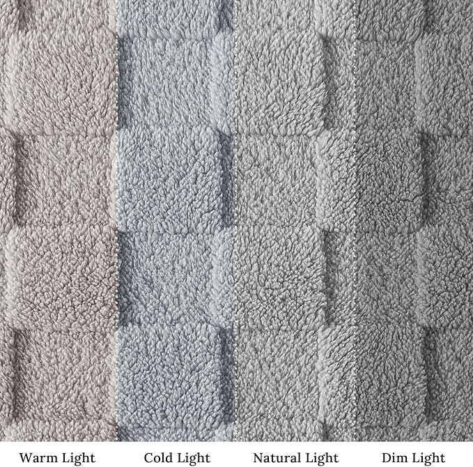 Exclusivo Mezcla 3D Checkered Fleece Twin Blanket for Bed, Light Grey | Super Soft and Cozy Fluffy Bed Blanket, Cute Fuzzy Blanket for Teens Back to School, Dorm Essentials, All Season, 60"x80"