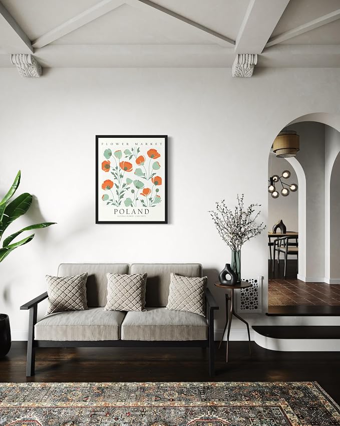 Poland Flower Market Art Print Poster, Wall Art Floral Painting Botanical Decor for Bedroom, Kitchen, Bathroom Livingroom Decoration 82B (Poland, 10"L x 8"W, Unframed)