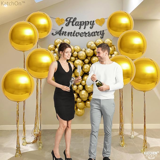 KatchOn, Gold Foil Balloons - Huge 22 Inch, Pack of 6 | Big Metallic Gold Balloons for Graduation Decorations 2026 | Golden Mylar Ballooon for Golden Birthday Party Decorations | Wedding, Engagement