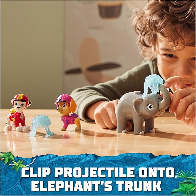 Paw Patrol: Jungle Pups Marshall, Skye & Elephant Action Figures with Projectile Launcher, Kids Toys for Boys and Girls Ages 3 and Up