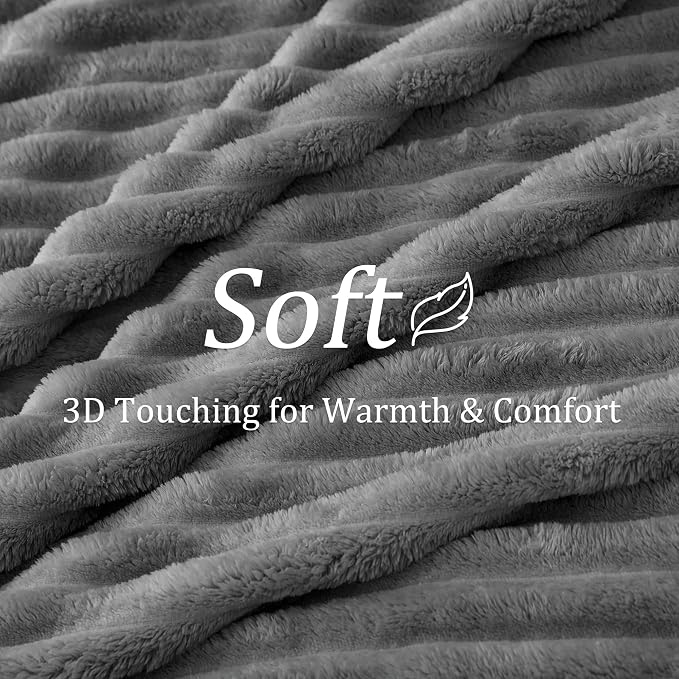 BEDELITE Ribbed Twin Blanket for Couch & Bed, Grey, 60"x80" | Ultra-Soft Plush Fleece, Cozy, Warm Yet Lightweight, Ribbed Texture, Home Decor, Machine Washable, Giftable, All-Season Use