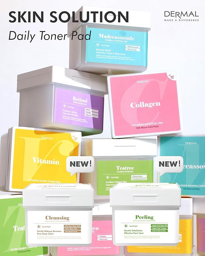 DERMAL Apple Peeling Toner Pads 80 Count – AHA BHA PHA Exfoliating Pads with 20% Korean Apple Fruit Water for Dull Rough Skin – Dual-Sided Vegan Tencel Pads with Tweezers (Korean Skincare)
