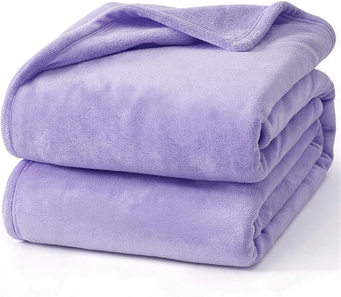 Hansleep Queen Light Purple Fleece Blanket, Soft Flannel Bed Blanket | Fuzzy Cozy Blanket 90x90 Inches, Multi-use for Bed, Sofa, Couch, Travel, Camping, All Season Warm Lightweight Cover