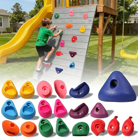 20 PCS Rock Climbing Holds for Kids,Rock Climbing Wall Grips Climbing Rocks Wall Kit for Indoor and Outdoor Playground Play Set with Hardware
