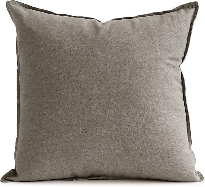 Jeanerlor Solid Cotton Linen Decoration 18"x18" Throw Pillow Cushion Case Special Pillow Cover Delicate Decorative Pillowcase for Couch/Bed/Chair,(45 x 45cm), Gray