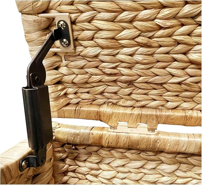 Water Hyacinth Wicker Storage Trunk, Natural, 30x17.5x17.5 Inches | Safety Hinge, Metal Frame, Decorative Blanket Chest & Storage Box, Farmhouse Woven Storage, For Living Room & Entryway