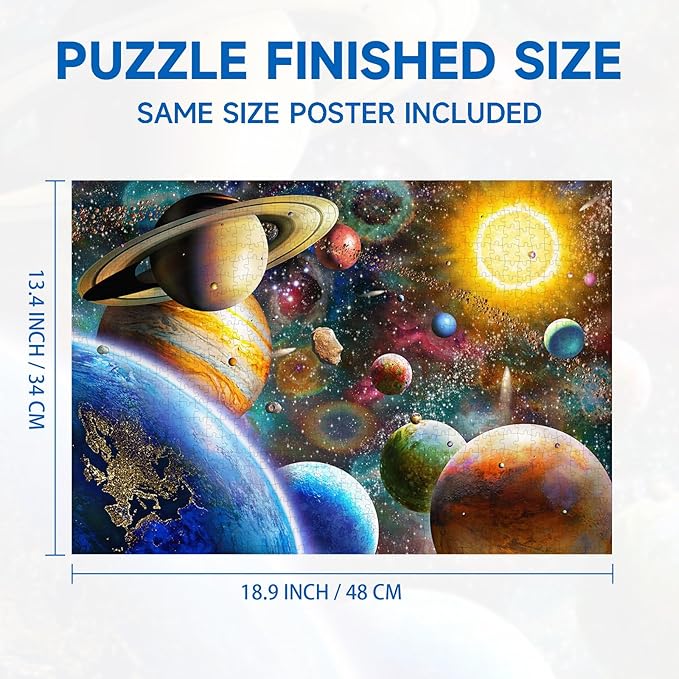 Nattork Jigsaw Puzzles 300 Pieces for Kids Youth Adults Families (Space Traveler, Solar System) Pieces Fit Together Perfectly