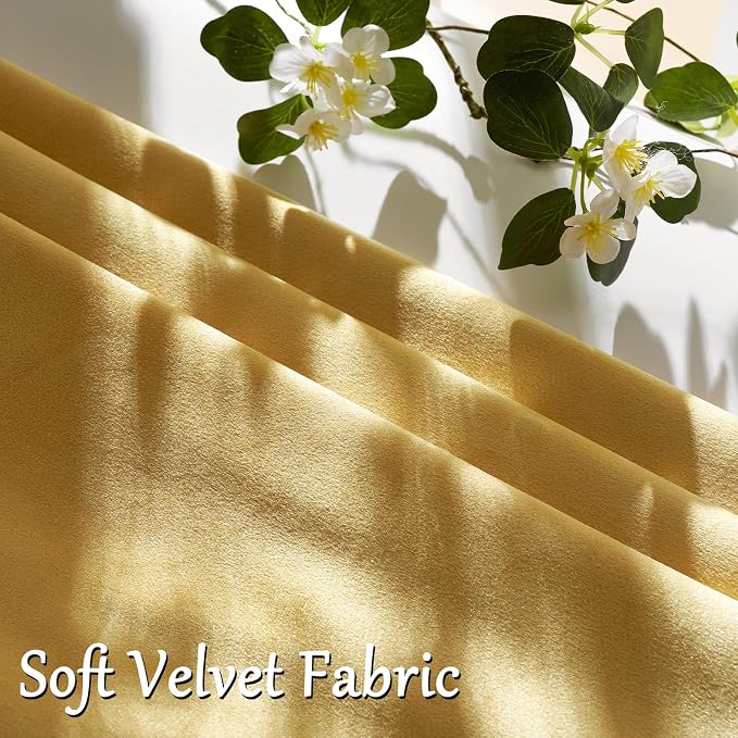 GIGIZAZA Yellow Velvet Pillow Covers 26x26 Decorative Pillows Pack of 2 | Throw Pillows for Couch,Euro Sham,280gsm Soft Textured Fabric,Modern Pillowcases,Luxury Cushion Covers