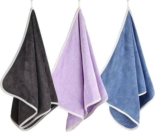 Hoiny 3 Pack Microfiber Gym Towels, Super Soft, Quick Drying, 14.2" x 30" | Absorbent Towel for Fitness, Yoga, Swimming, Sports, Workout, Skin-Friendly for Women Men