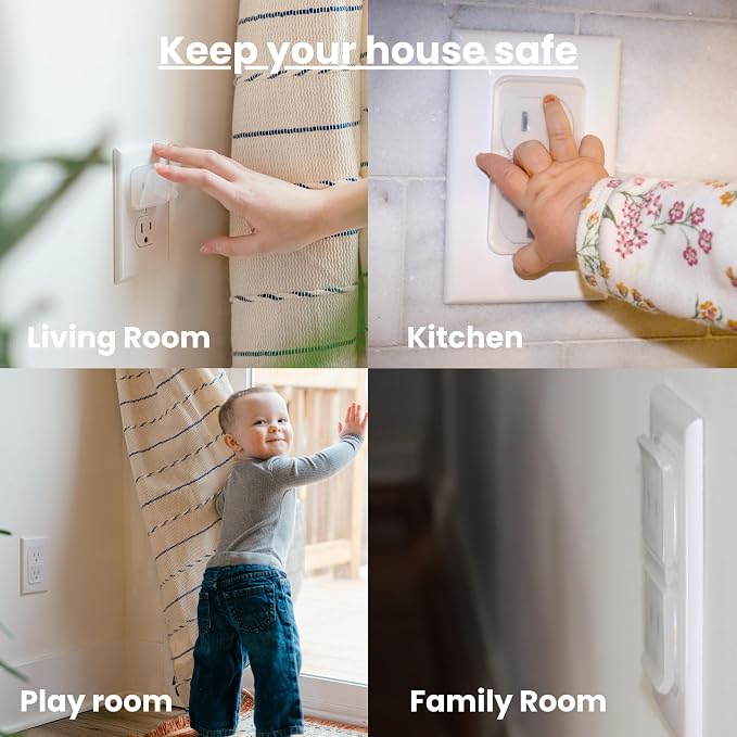 Clear Double Outlet Covers Baby Proofing (20 Pack, 40 Sockets) | Baby Proof Plug Covers for Electrical Outlets | Safe & Secure Baby Safety Products | Childproof Socket Covers Protect Toddlers & Babies