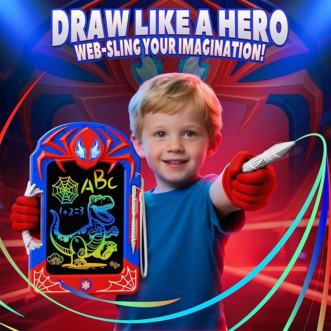 Cool LCD Writing Tablet with Web Stylus & Web Grip–Fun Doodle Board for Kids, Colorful Drawing Pad Toys Gifts for 3 4 5 6 7 8 10 Year Old Boys Girls Toddler Age 3-4 4-6 6-8 8-12 Easter Basket Stuffers