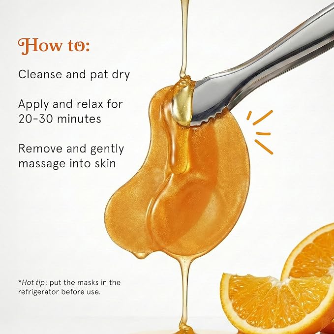 LE GUSHE Vitamin C Eye Patches with Collagen and Snail Mucin, Aloe Vera Eye Patches for Puffy and Dark Undereyes, Korean Skincare for All Skin Types, 30 Pairs
