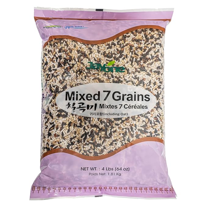 Jayone Mixed 7 Grains, 4 lbs - Korean Multigrain Rice Blend with Brown Rice, Barley, Millet & Sorghum