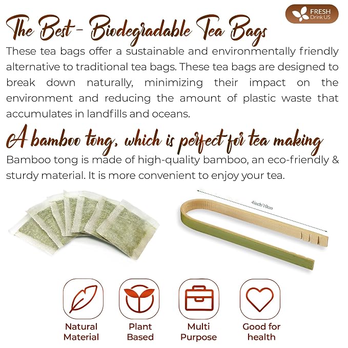 FreshDrinkUS, Premium 55 Marshmallow Root Tea Bags, 100% Natural & Pure from Marshmallow Root, Eco-Conscious Tea Bags, Herbal Tea. No Sugar, No Caffeine, No Gluten, Vegan.