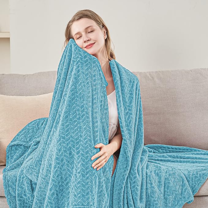 inhand Blue Throw Blanket, Super Soft Flannel Cozy Blankets & Throw for Adults, Lightweight Fuzzy Blanket, Warm Plush Blankets for All Season 50×60 Inches
