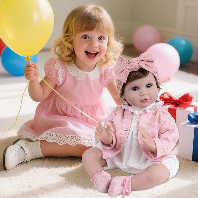 Milidool Reborn Baby Dolls Girl, 22 inch Lifelike Realistic Silicone Baby Girl Doll That Look Real Packaged with Feeding Toy Accessories Set,Gift for Grandma and Kids 3+