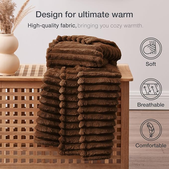 EXQ Home Gentle Soft Fleece Throw Blanket – Cozy Lightweight Blanket for Couch Bed – All-Season Warm Fuzzy Flannel Blanket for Women Mom Her – Gifts for Birthday (90"x90",Brown)