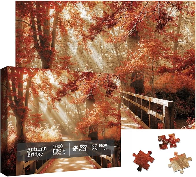 Fall Forest Landscape Puzzles for Adults 1000 Pieces, Autumn Nature Plant Jigsaw Puzzles, Hard Difficult Tree Scenic Puzzle