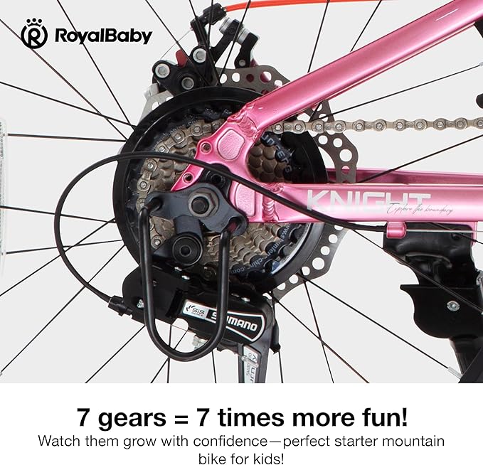 RoyalBaby Kids Mountain Bike for Boys and Girls, Ultra-Light Aluminum 20-26 Inch Wheel Bicycle for 6-14 Years Old Children, 7/21-Speeds Drivetrain