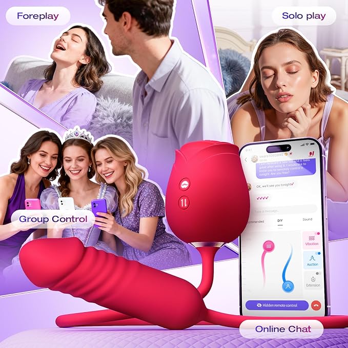 Vibrator Dildo Sex Toys for Women - MOOLIGIRL Rose Sex Toy with Thrusting G Spot Vibrators & 10 Sucking Modes for Clitoral Nipple Stimulation Anal Dildos Adult Sex Toys Games for Couples Sex Machine