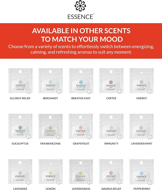 Essence Wearable Aromatherapy Nasal Diffuser – Grapefruit Essential Oil Nose Ring Silicone Inhaler for Stress & Mood Support - Made in USA & Travel-Friendly