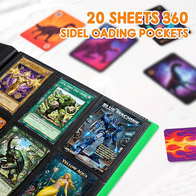 Card Binder 9 Pocket, PP Cover Trading Card Binder for 360 Cards, Sturdy Card Collection Album, Card Holder Folders for MTG, TCG, Game Cards & Sports Cards (Green)