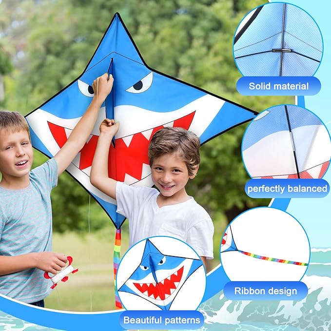 Leitee 6 Pack Large Kite for Kids and Adults Butterfly Kite for Kids Age 4-8-12 Dragonfly Owl Parrot Eagle Goldfish Teens Toy Easy to Fly for Game Beach Outdoor Activities Gifts(Ocean Style)