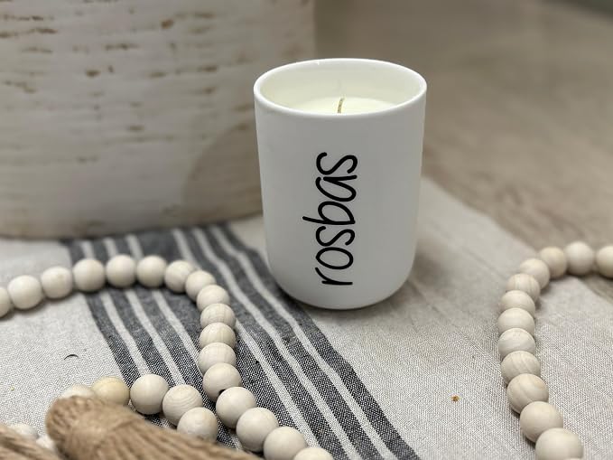 rosbas Black Raspberry Vanilla Soy Wax Candle - 8 oz in Ceramic Jar – Clean Burning, Long Lasting, Boxed, Home Fragrance, White, Made in USA