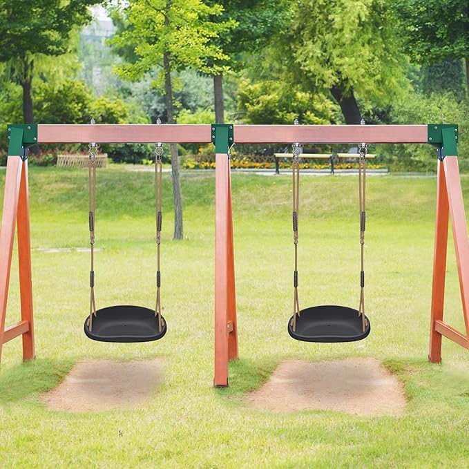 BeneLabel A-Frame Middle Swing Set Brackets, Heavy Duty Steel Swing Set Hardware with Mounting Hardware - Heavy Duty Swing Seat with Adjustable Rope and Carabiners