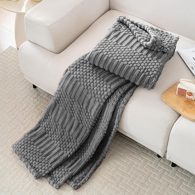90x90 Inch Grey Queen Large Blanket - Soft & Fluffy Fleece, Neutral Tan Color, Cute & Aesthetic, Perfect for Sofa, Couch, Bed, Living Room & Bedroom, All-Season Use, Plush & Cozy Decorative Blanket