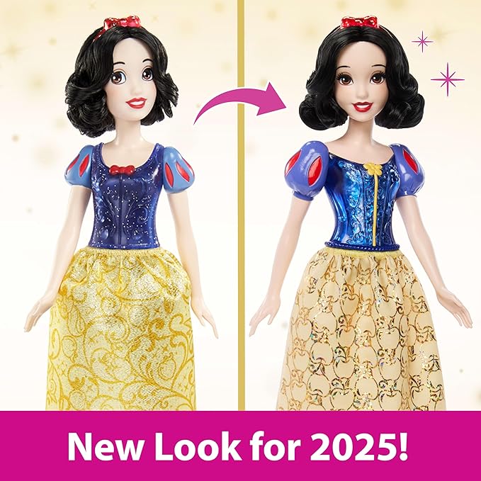 Mattel Disney Princess Snow White Doll in Sparkling Fashion with Removable Skirt, Hairband and Shoes, Posable & Collectible, Inspired by Movie