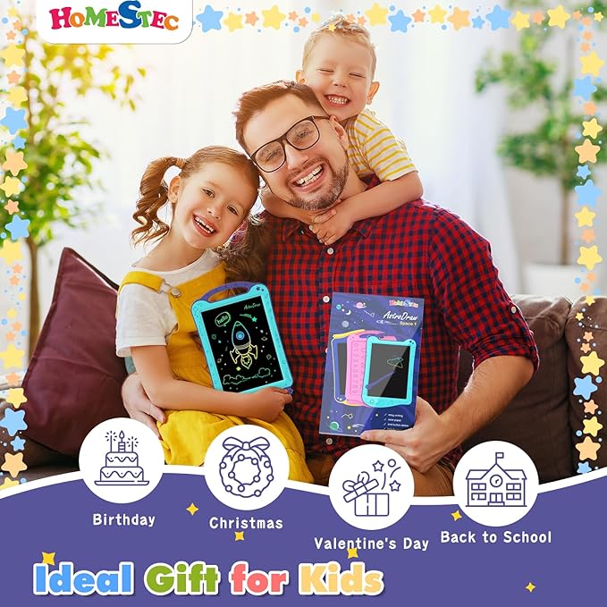 Astrodraw Drawing Pad Toys, Colorful LCD Writing Tablet for Kids, Doodle Board for Toddlers 3 4 5 6 Years Old, Travel Sensory Space Toy for Boys Girls, Birthday Gift Idea,2pc