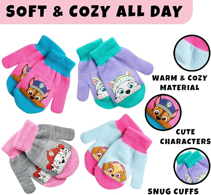 Nickelodeon Girls' Paw Patrol Ski Gloves - Marshall, Chase, Rubble Ski Gloves or Mittens (2-7)