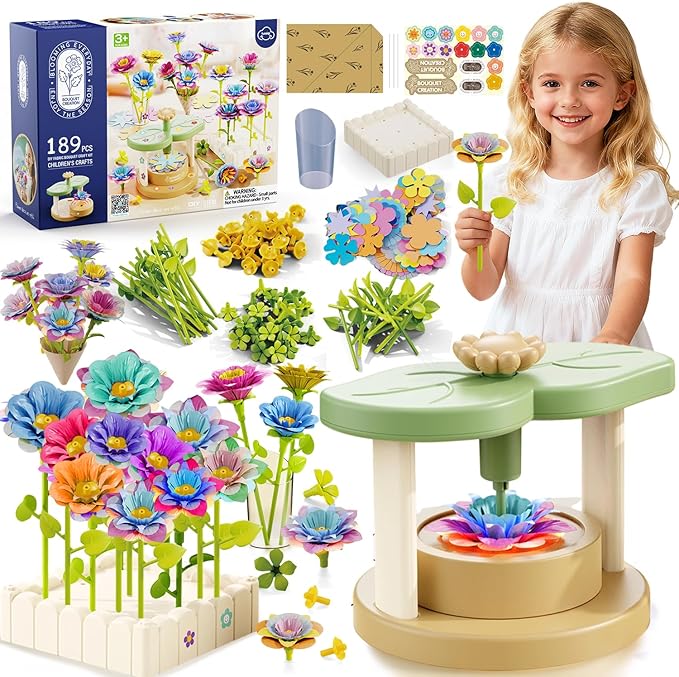 Crafts for Girls 8-12,Craft Kits DIY Fabric Flower Bouquet,Build Your Own Flowers,Toys for 8-12 Years Old,Educational Arts & Crafts Activity, Gardening Pretend Play, 8-12 Year Old Girl Birthday Gifts