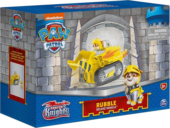 Paw Patrol, Rescue Knights Rubble Transforming Toy Car with Collectible Action Figure, Kids Toys for Ages 3 and up