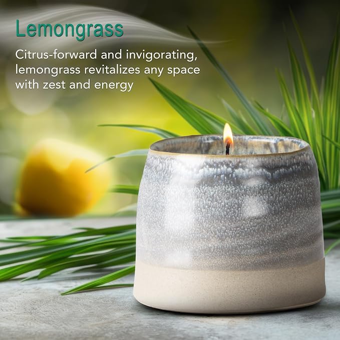 Hyggelight - The Growing Candle, Juniper & Citronella Scent, 10oz Ceramic Pot, Aromatherapy Candles, Gift for Outdoors, 100% Soy, Greta