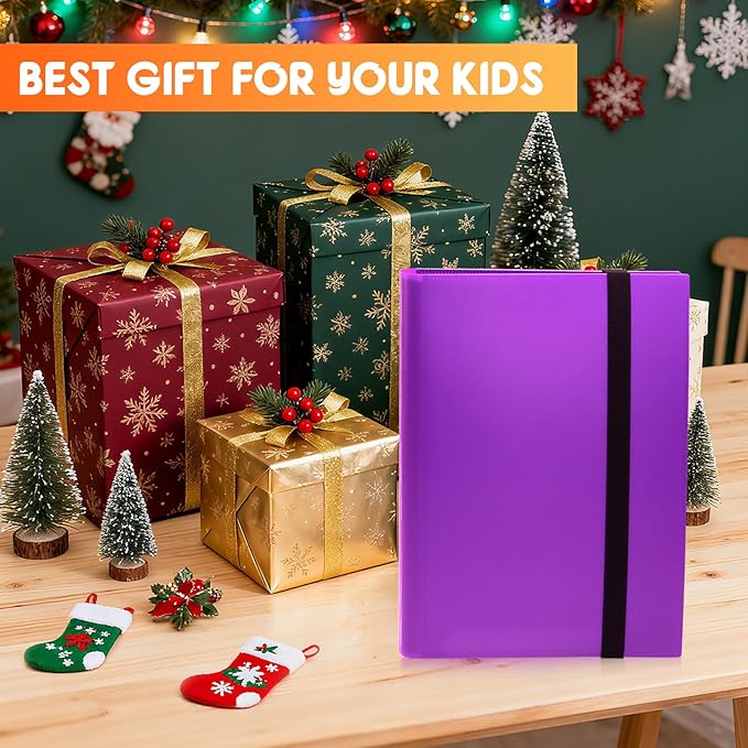Card Binder 9 Pocket, PP Cover Trading Card Binder for 360 Cards, Sturdy Card Collection Album, Card Holder Folders for MTG, TCG, Game Cards & Sports Cards,Purple