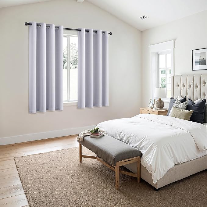 MIULEE Blackout Curtains for Bedroom 2 Panels 55x68 Inch Long Greyish White | Thermal Insulated, Living Room Darkening Grommet Drapes, Noise Reducing, Light Blocking Window Treatments