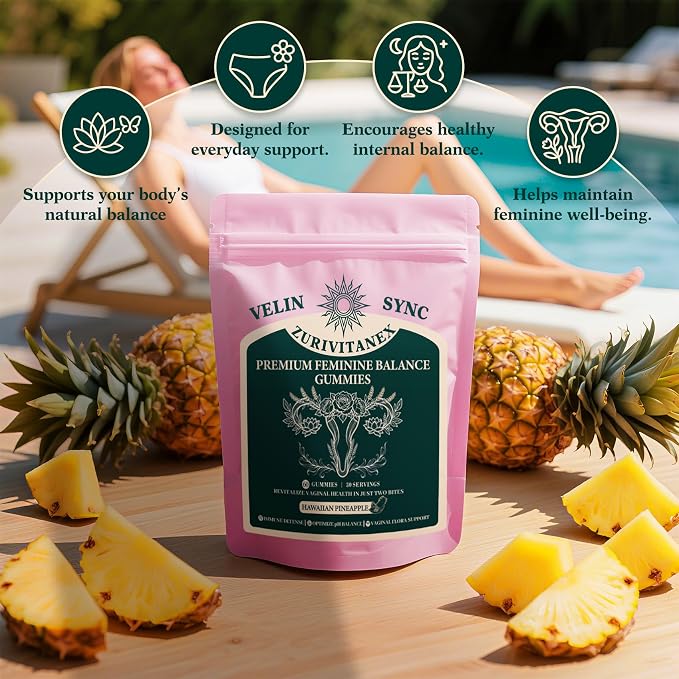 Women’s Daily Probiotic Gummies – Feminine Balance & pH Support – Vegan, Gluten-Free – Pineapple Flavor – 60 Gummies (30 Servings)