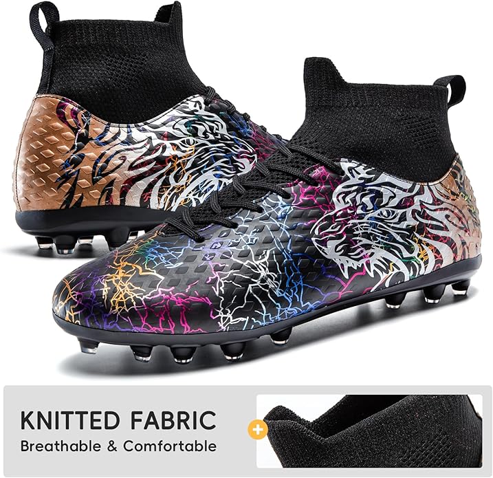 Soccer Cleats Boys Youth Training Football Cleats Athletic Outdoor Girls Soccer Shoes High-top Kids Football Shoes for Little/Big Kid