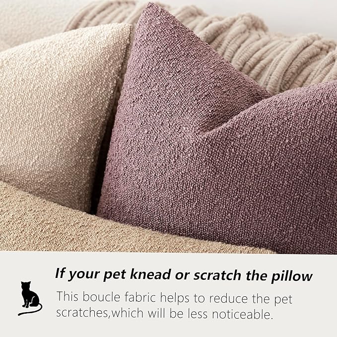 Foindtower Pack of 2 Textured Boucle Throw Pillow Covers Accent Solid Decorative Lumbar Pillow Cases Cozy Soft Couch Cushion Case for Chair Sofa Bedroom Living Room Home Decor 12x20 Inch Dark Purple