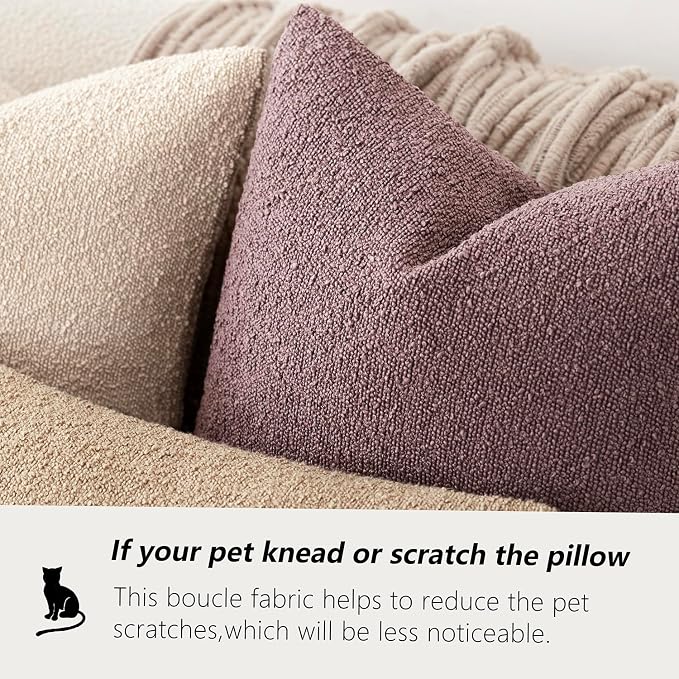 Foindtower Set of 2, Decorative Textured Boucle Throw Pillow Covers Accent Solid Pillow Cases Soft Cozy Couch Cushion Case for Chair Sofa Bedroom Living Room Home Decor 24x24 Inch Dark Purple