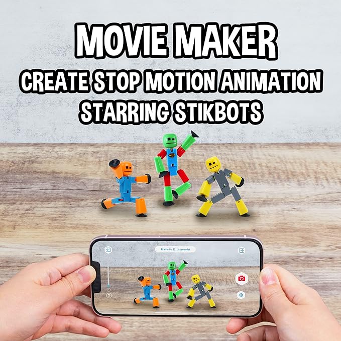 Zing Stikbot 6 Pack, Set of 6 Stikbot Collectable Action Figures, Create Stop Motion Animation (Styles May Vary)