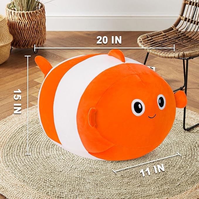 Wepop 20in Clown Fish Stuffed Animal, Big Clown Fish Plush, Cuddle Stuffed Plushies Pillows Gifts for Kids Adults Boys and Girls